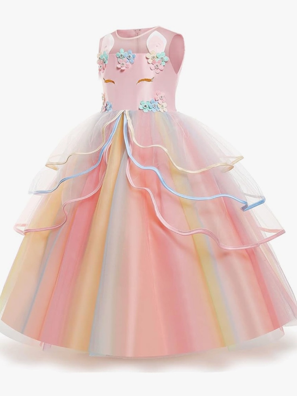 Pastel Rainbow Unicorn Tulle NNJXD princess costume gown play dress up Party